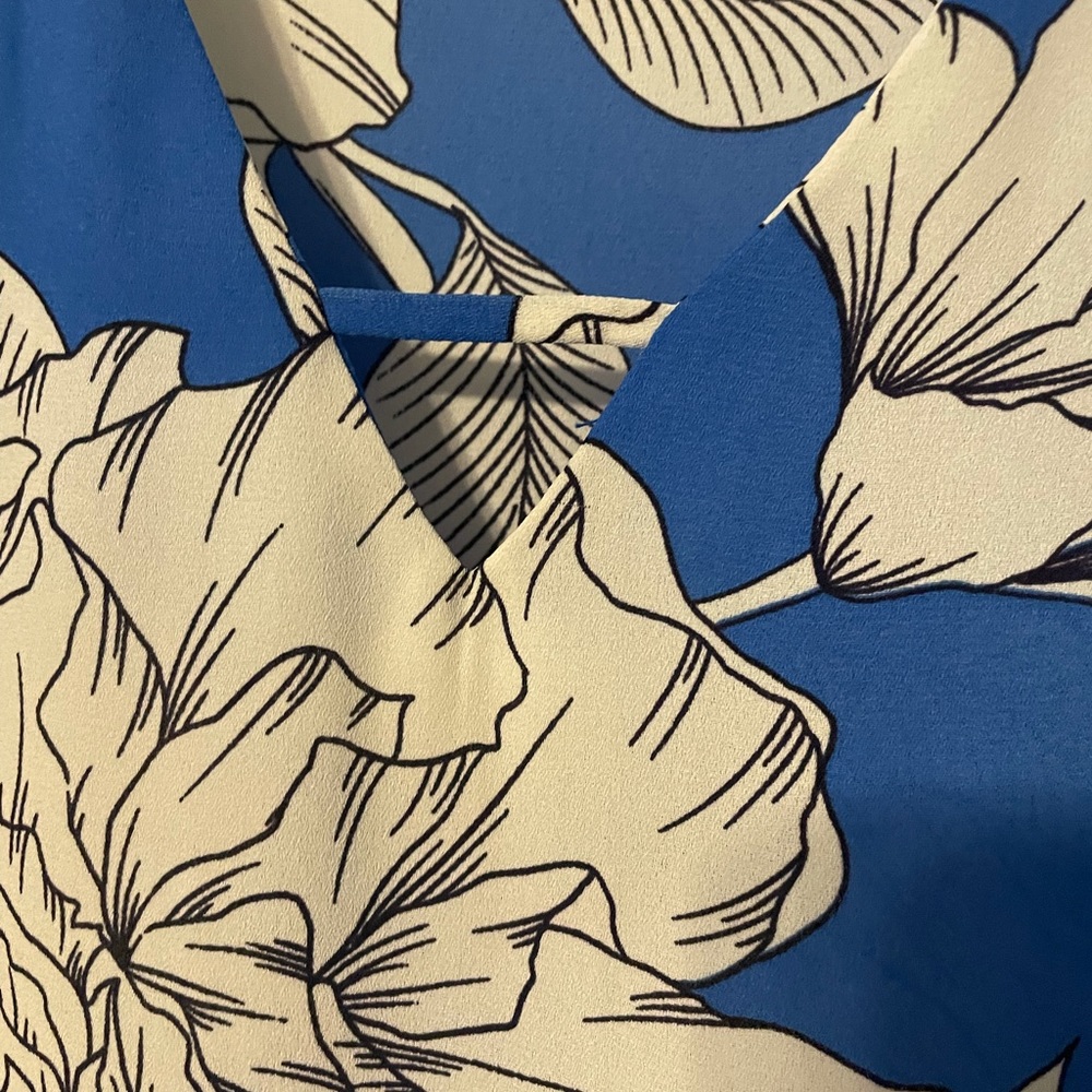 Banana Republic Blue and Ivory sleeveless floral blouse Size XS - Picture 4 of 9